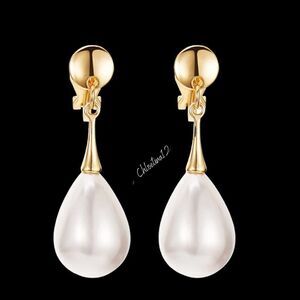 NEW Clip On Pearl Teardrop Earrings